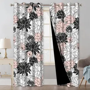 Boho Blackout Curtains with Curtain Tiebacks, Floral Print Black Out Curtains 84 Inch Length 2 Panels Set, Farmhouse Grommet Thermal Insulated Room Darkening Drapes for Bedroom and Living Room