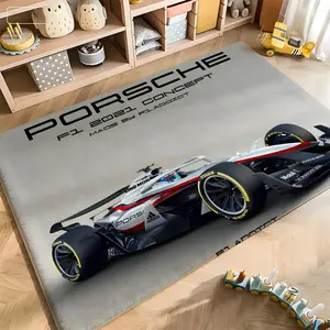 P- Porsche Floor Mat Soft Flannel Doormat Non-Slip Absorbent Floor Rug for Kitchen Bathroom Doorway Entrance Living Room Home Decor Modern Stylish Mat Multiple Sizes Available