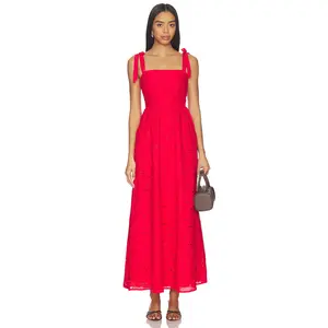 BEACH RIOT Charlotte Maxi Dress in Cherry Eyelet