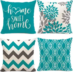Teal Pillow Covers 16x16 Set of 4,Decorative Turquoise Couch Pillow Cover for Sofa, Cushion Case Outdoor Home Decoration (Teal)