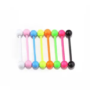 8pcs/set of Neon Lacquered Stainless Steel Body Piercing Tongue Studs Nipple Ring OrnamentsBody Piercings Jewelry Set Party