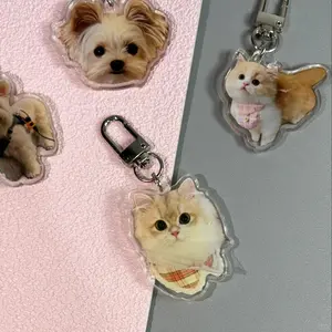 Custom Pet Photo Keychain Pendant - Personalized Acrylic Charm with Your Cat or Dog, Cherished Keepsake for Pet Owners, Decorative Key Ring for Bags & Backpacks