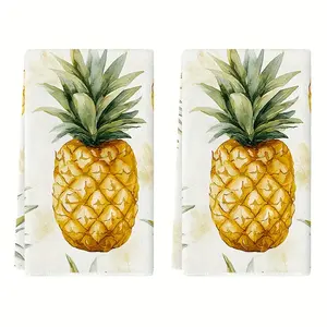 2 Pcs Polyester 23.6In*15.7In, Hand Towels Watercolor Pineapples Design, Dish Towels for Kitchen for Bathroom Hand Towels, Hand Wash Only, Gifts for Women and Men
