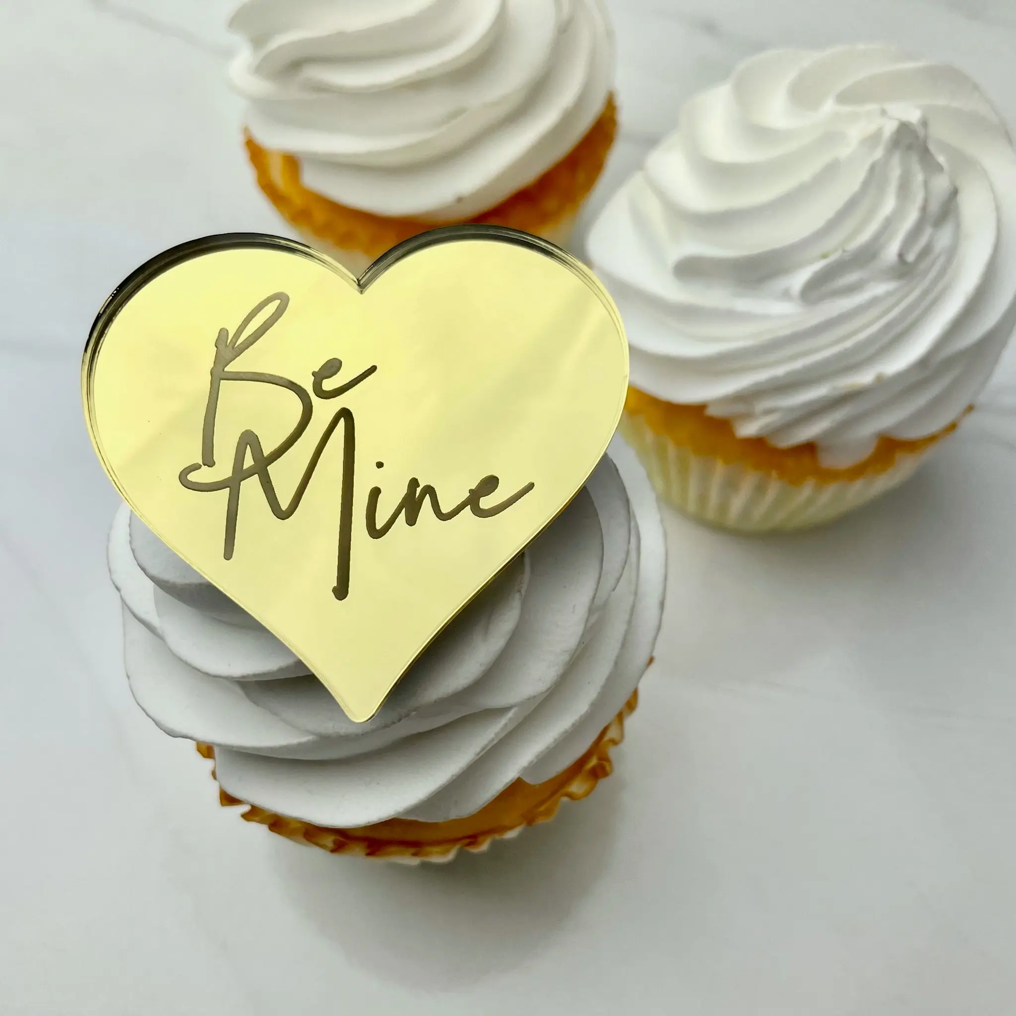 6 Be Mine Cupcake Hearts | Happy Valentines Day | Medallions| Cupcake Topper (Sets of 6)