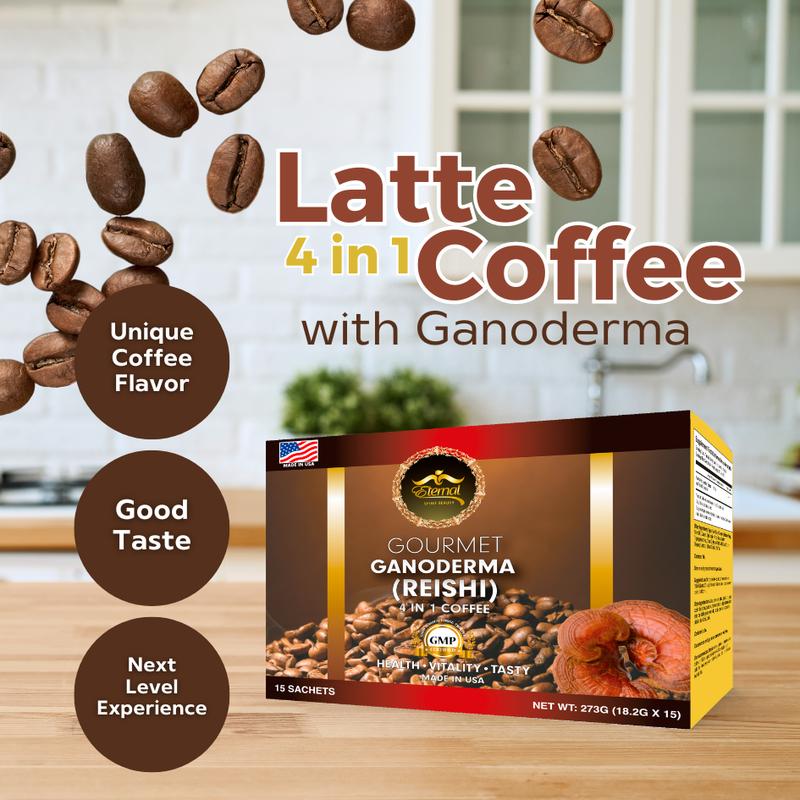 Eternal Cafe Ganoderma Coffee 4 in 1 Reishi Beverage de ganoderma Pack of 6 Ultimate Coffee Experience with Creamer Sugar & Ganoderma Extract