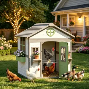 [Bellemave] Wooden Chicken Coop, Outdoor Hen House with Nesting Box & Perches for Backyard Poultry﻿