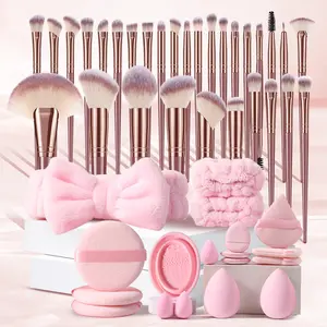 48PCS All-In-One Makeup Gift Set, 30 Professional Makeup Brushes, 14PCS Makeup Sponges and Powder Puffs, 4PCS Skincare Tools, Waterproof Cosmetic Bag and Anti-Splash Accessory Kit, Complete Portable Beauty Cosmetic Gift Set Ideal for Daily Makeup