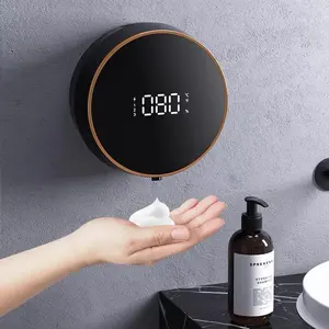 Automatic Soap Dispenser, 1 Count USB Rechargeable Touchless Electric Soap Dispenser with LED Temperature Display, Wall Mounted Soap Dispenser for Bathroom Kitchen, Home Goods