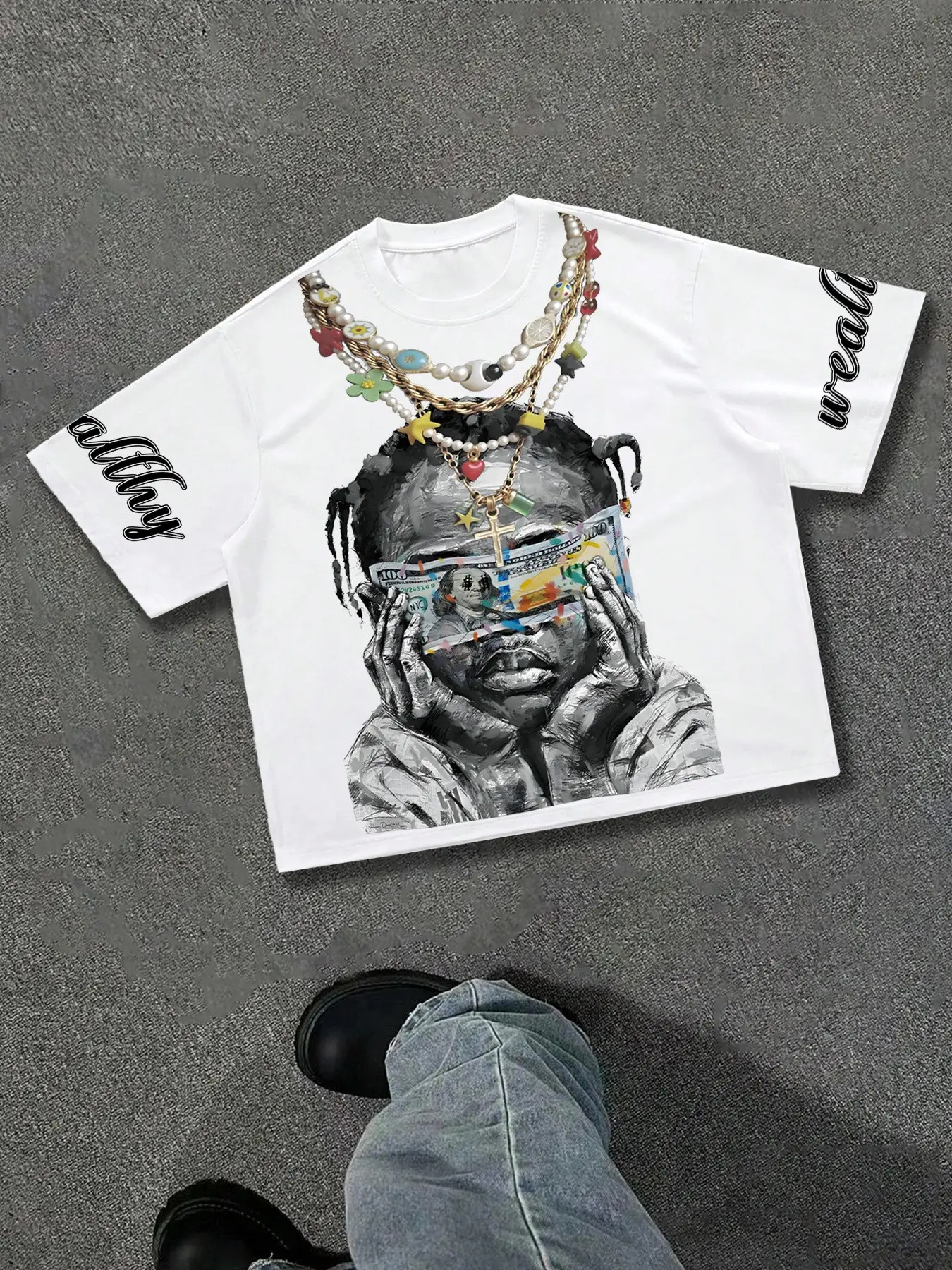 Aesthetic Streetwear Bold Graphic Tee, Unisex Menswear Trendy Boxy Fit T-Shirt, High-Quality Printed Statement Top for Casual Daily Wear & Urban Fashion Styling, Casual Street Style