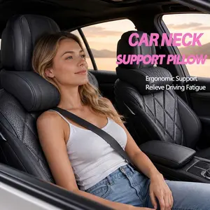 Ergonomic Car Neck Support Pillow – Soft Napa Leather Headrest Cushion for Driving Comfort, Cervical Spine Protection Memory Foam Car Seat Head Pillow Universal Auto Interior Accessory