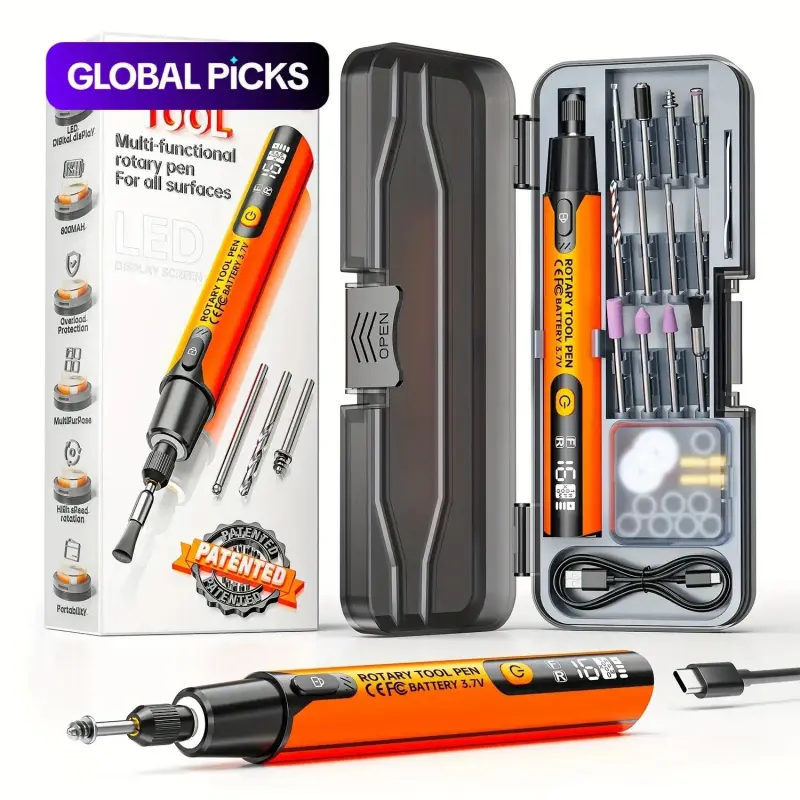 2026 New Model, 39pcs USB-Powered Electric Grinding & Polishing Tool Set, Rechargeable Tool Kit - Car Polisher, Electric Angle Grinding Machine, Rotary Pen, Rotary Tool Accessories, Cordless Drill Bits, Multi-Speed for Wood, Metal & Gemstone Carving
