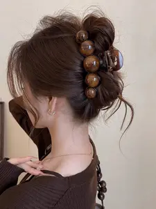 1pc Fashion Pearl Large Simple Elegant Acrylic Hair Claw Hairpin, Suitable For Party, Commute, Outfit Matching, Hair Accessories, Claw Clips