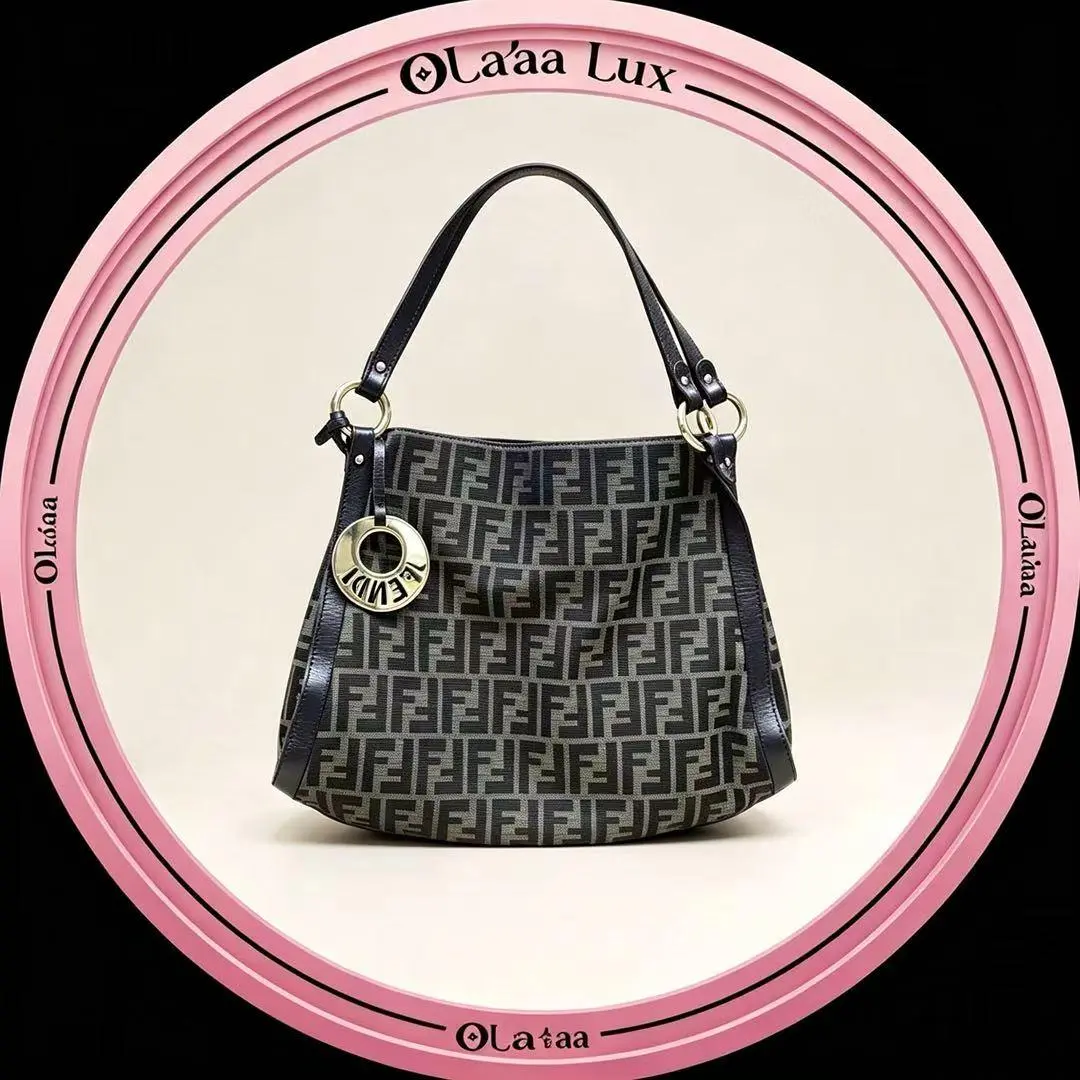 Pre-owned FENDI Zucca FF Canvas Tote Bag (Vintage Gold Charm Style) C19493272543