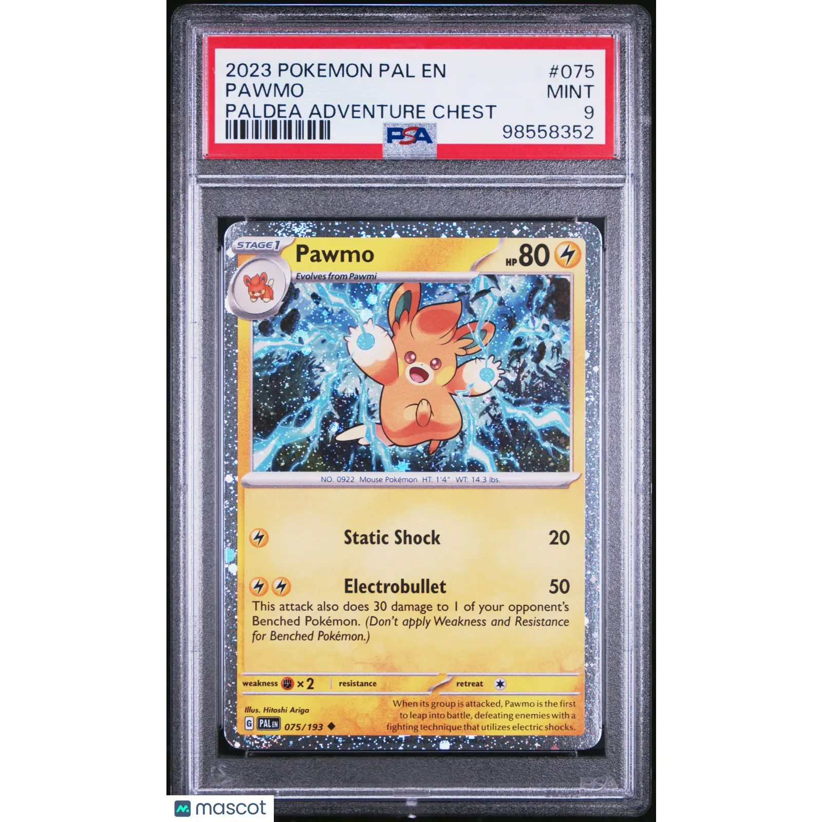 2023 POKEMON PAL EN-PALDEA EVOLVED PALDEA ADVENTURE CHEST #075 PAWMO PSA 9
