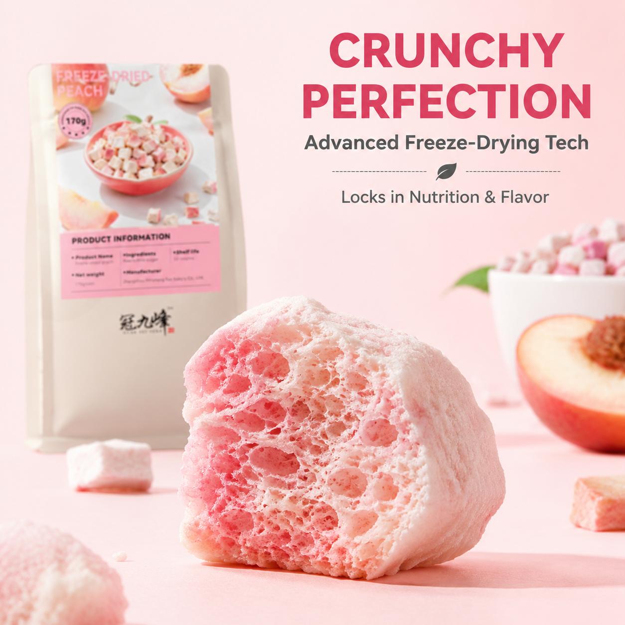 Premium Freeze-Dried Peach Slices, 6 oz Dried Fruits, 100% Pure Snack, Ideal for Smoothies & Baking, Travel-Friendly, Great for Kids, Easter Holiday Gift Option, Freeze Dried Peaches