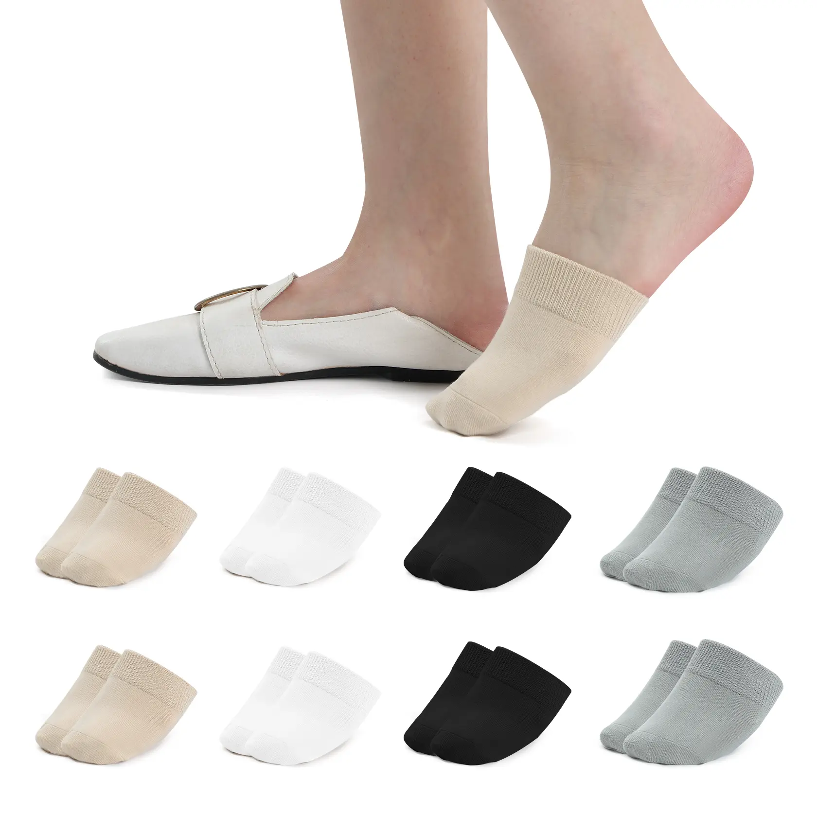 Minimalist 6/8 Pairs Women's No Show Toe Socks | Non-Slip Toe Toppers for Mules & Flats Fit socks women grip socks casual sock triblock socks