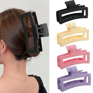 5 Inche  Claw Clips for Thick and Long Hair, 4 Pack Xl   Matte Non-slip Rectangle Hair Clips for Women, Big  Hold Jaw MultiColor2