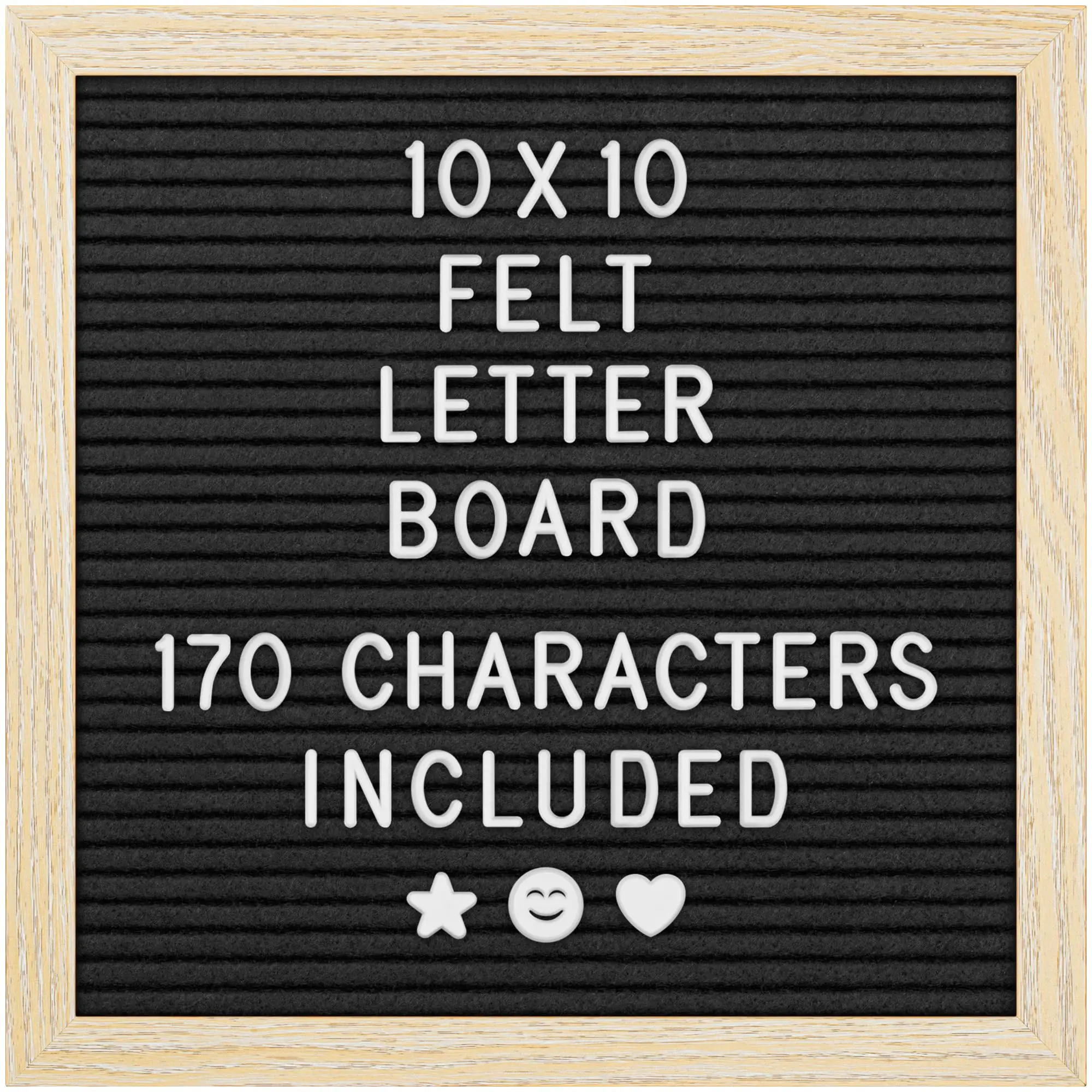 Felt Letter Board - 10x10”, Black - 170 Letters, Numbers & Emojis for Celebrations & Announcements - Customizable Message Letterboard w/Wooden Frame for Home Decor & Office Use - by Yes4Quality