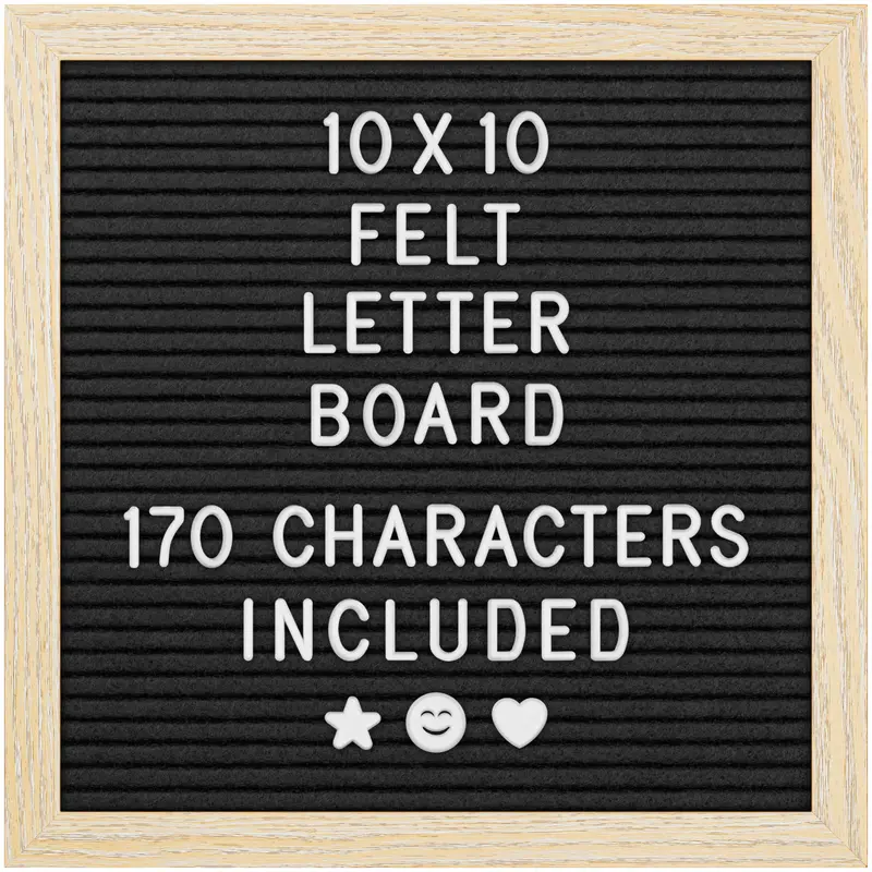 Yes4Quality 10 x 10 inches Black Felt Letter Board with Wooden Frame, 170 Characters-Letters-Numbers-Emojis, Home Decor Plaques for Birthday Gifts & Office Use, Ideal House Decor Gifts