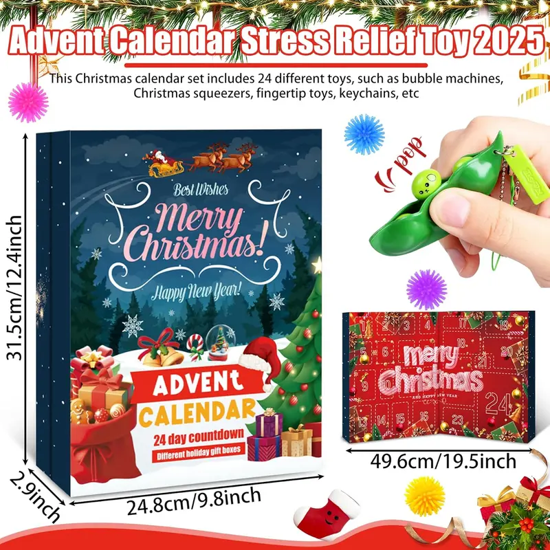 Advent Calendar Christmas Countdown Calendar 24 Days Sensory Fidget Toys Set Gift Boxes