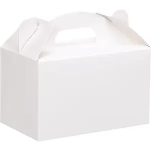 48 Pack White Party Favor Treat Boxes, Gable Gift Boxes with Handles, Candy Boxes for Birthday, Wedding, Baby Shower, Holiday
