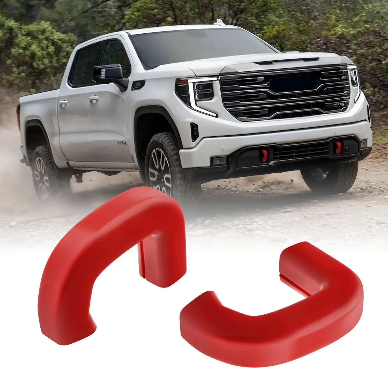 Tow Hook Covers Fit for GMC Sierra 1500 2019-2026 Vertical Tow Hooks, Hitch Cover Front Customized Car Tow Hooks Compatible with GMC Sierra 1500 Accessories 2019-2026|Upgrade (Red)