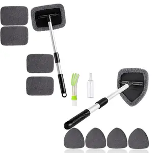 14 Pcs Car Windshield Cleaner Tool Kit with Extendable Handle, Microfiber Towel Pads, Brush, Empty Spray Bottle for Auto Glass Wiper Suvs Rvs & Home Windows