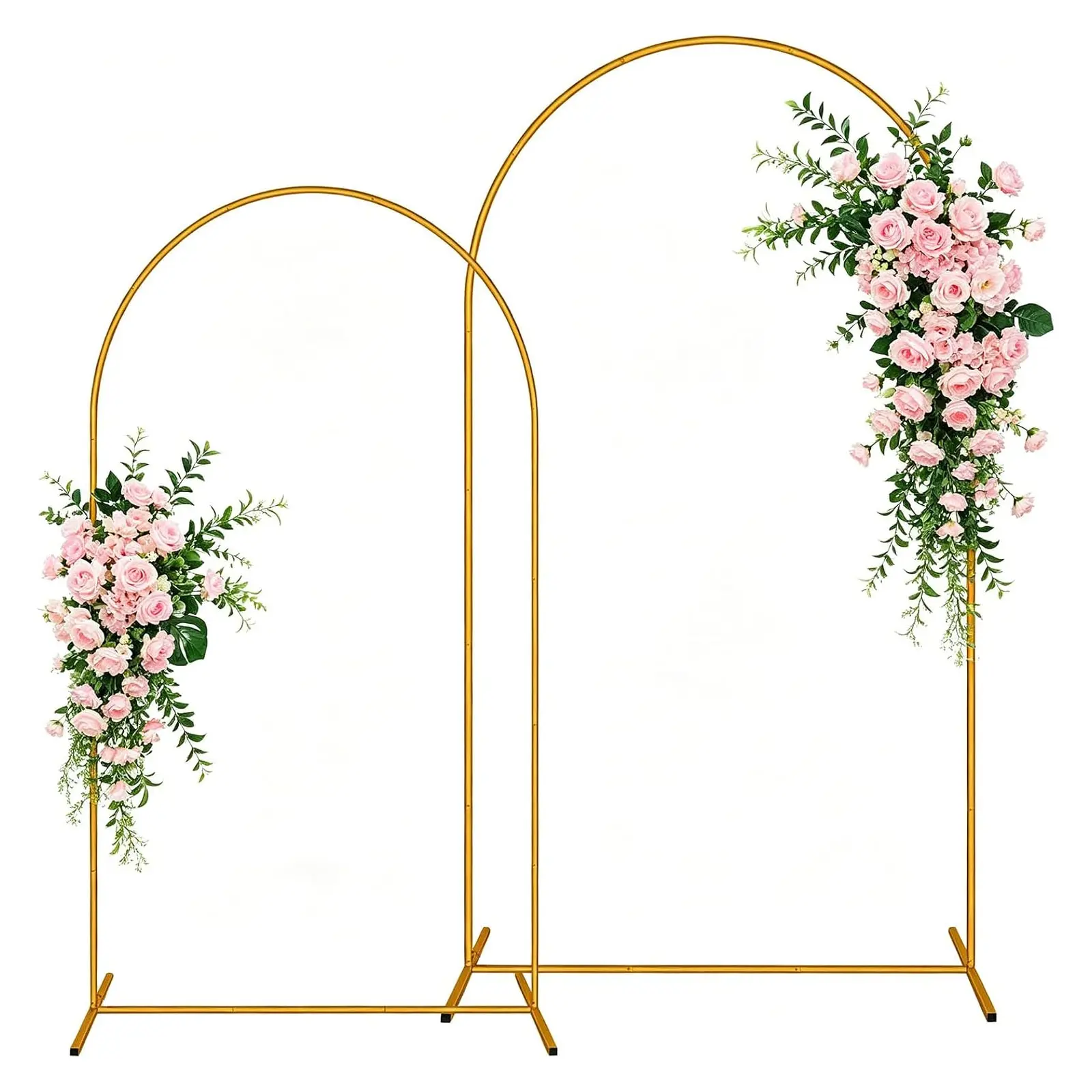 Wedding Arch Backdrop Stand, Gold Metal, Set of 2, 7.2FT and 6FT, for Birthday Party, Baby Shower, Graduation, Photo Booth, Balloon Floral Decoration