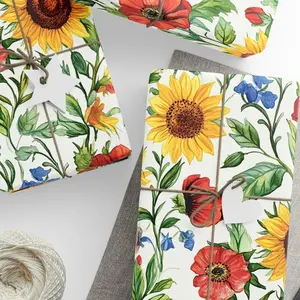 Sunflower Wrapping Paper Roll Floral Gift Wrap for Summer Birthday Garden Party Rustic Wedding or Farmhouse Christmas Wrapping Paper
