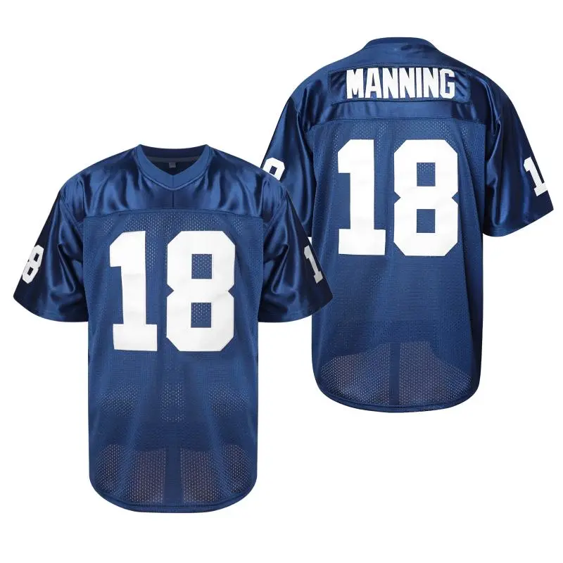 Men's Professional American Football Top #18, Mesh Breathable Fabric, Slightly Stretchy, Embroidery Lettering and Numbering