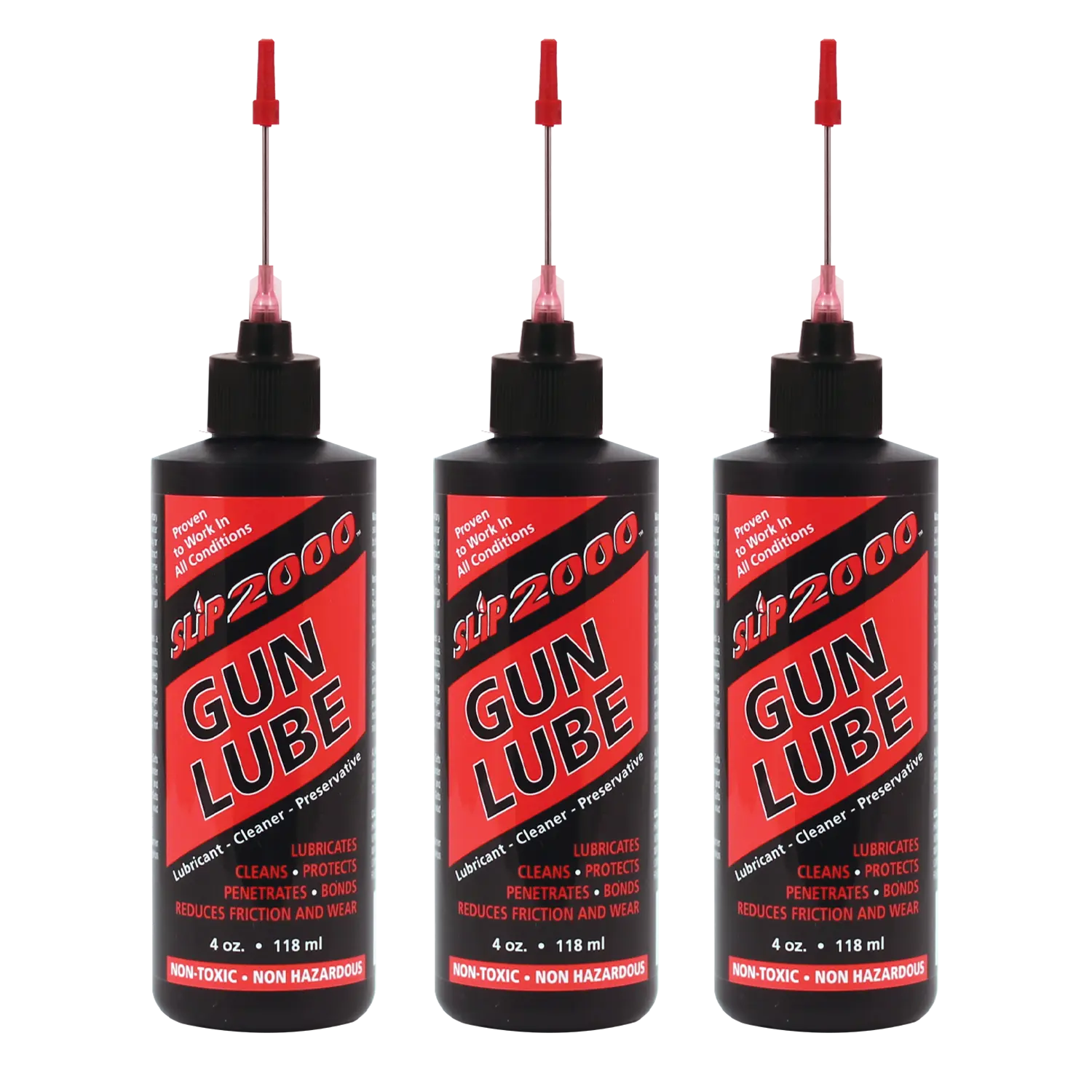 4oz. Empty Gun Lube Bottles with Metal Needle Tips - 3 Pack