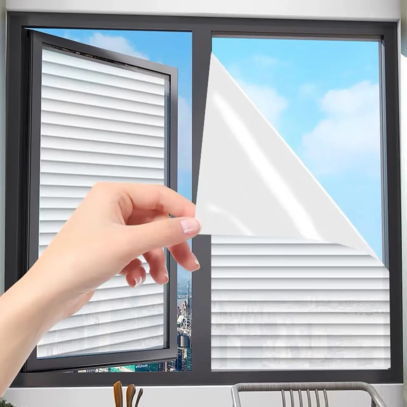 Frosted Privacy Film For Glass Windows - Sun Shade Film Non Adhesive Static Cling Glass Stickers Sun UV Blocking Heat Control Door Covering Decals for Home Office