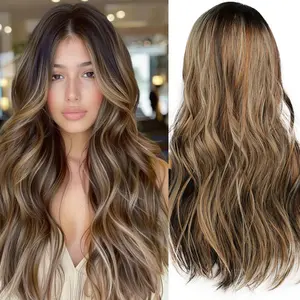 Middle Part  Wig for Women Synthetic Fiber High Temperature Wig Cosplay Long Curly  synthetic heat resistant fiber lace  front  vibes synthetic wig chocolate brown blonde lace front wig long ombre blonde  wig party photography mixed blonde long