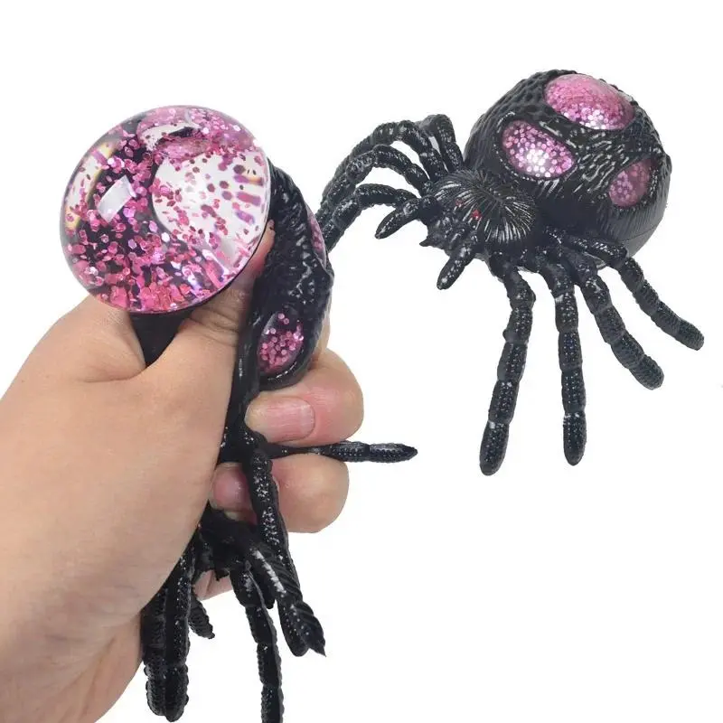 New Release Non-Toxic Handheld Gold Powder Black Spider Squishy Toy - 4-6 Years Unisex Oddly Satisfying ASMR Stress Relief Pinch Music Item, Classic Play Sensory Slime Novelty Toy