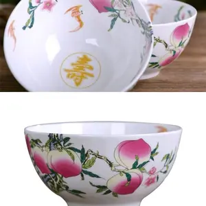A111. Jingdezhen Ceramic Longevity Peach Bowl – Heat-Resistant Tableware, Ideal for Birthdays and as a Return Gift