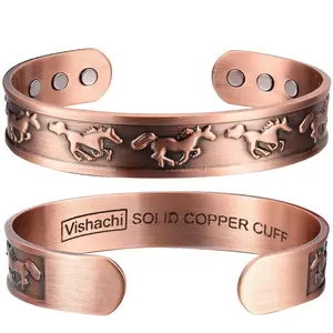 Vishachi Equestrian Running Horses Pure Solid Copper Magnetic Bangle