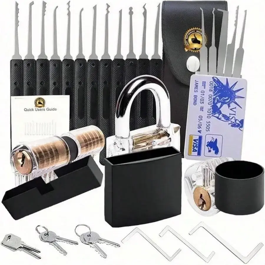 34pc General Security Lock Kit Same Key Brass Padlocks, Waterproof Outdoor Heavy Duty Padlock Set with Duplicate Keys