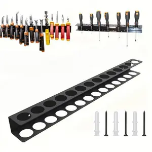 Metal Tool Organizer Rack, Heavy Duty Wall Mounted Floating Storage, Construction Tool Organizer, Fits Screwdrivers Hand Tools Garage Workshop Essentials, Space Saving Design