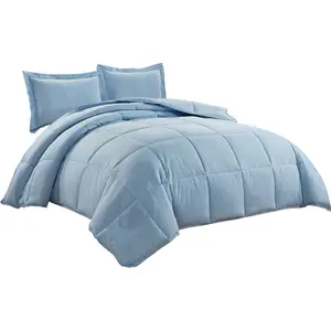 3-Down Alternative Comforter - Lightweight Seasons Brushed Microfiber Comforter (King, Chambray Blue)