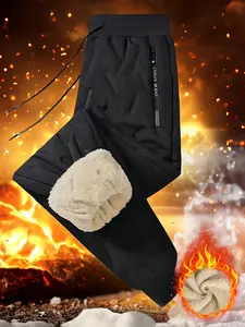 Autumn Winter Men's Casual Elastic Waist SportsTrousers Warm-Up Joggers with Fleece Lining andDrawstring fleece-lined pant outdoor wear WideSweatpants Gym Outfit pantalones para hombre warm thermal winter pant soft skin-friendly fabric luxury  pants plush