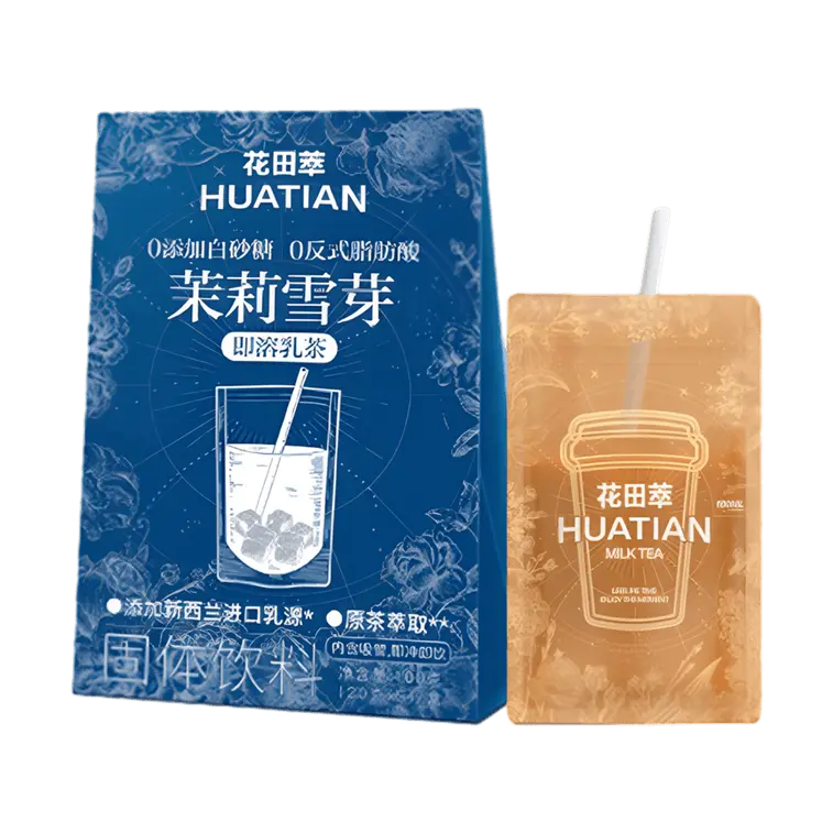 HUATIAN Jasmine Snow Buds Instant Milk Tea – 5 Sachets, 100g | Sugar-Free, Trans Fat-Free | Portable & Quick to Drink
