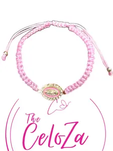 Pink Religious Bracelet for Adults with Pink Beads and Decorative Charm