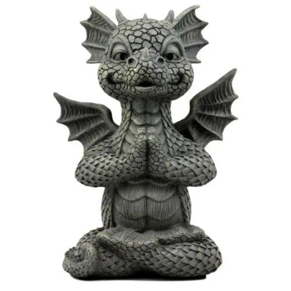 Ebros Zen Meditating Buddha Fiery Yoga Dragon Garden Statue Faux Stone Finish 10"H