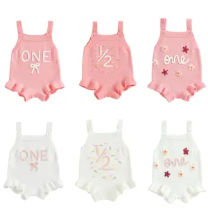 Infant 1st Birthday Girl Outfit Baby Girl Knit Sweater Sleeveless Romper First Birthday Outfit Girl Cake Smash Outfit #Springtok