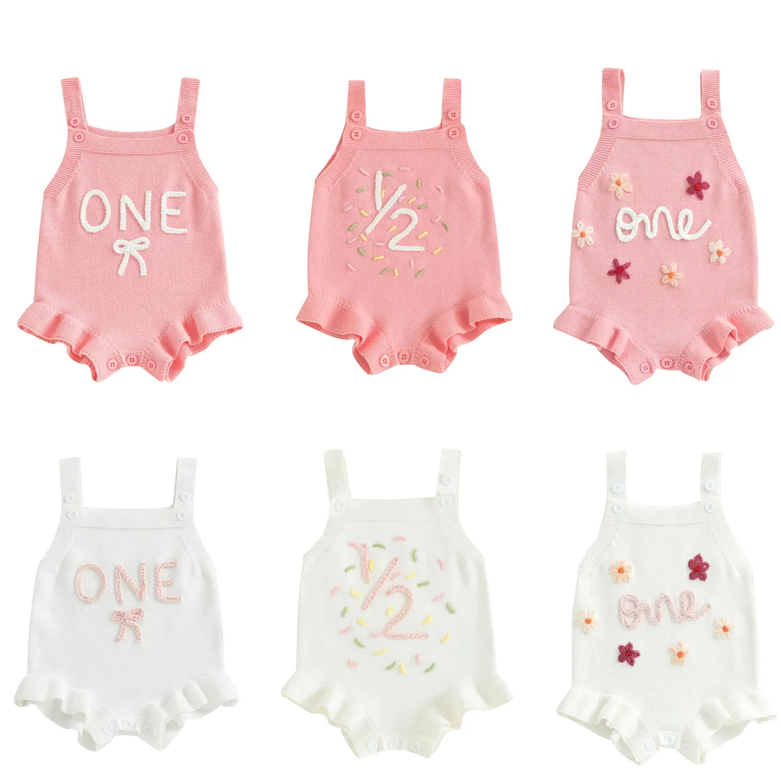 Infant 1st Birthday Girl Outfit Baby Girl Knit Sweater Sleeveless Romper First Birthday Outfit Girl Cake Smash Outfit #Springtok