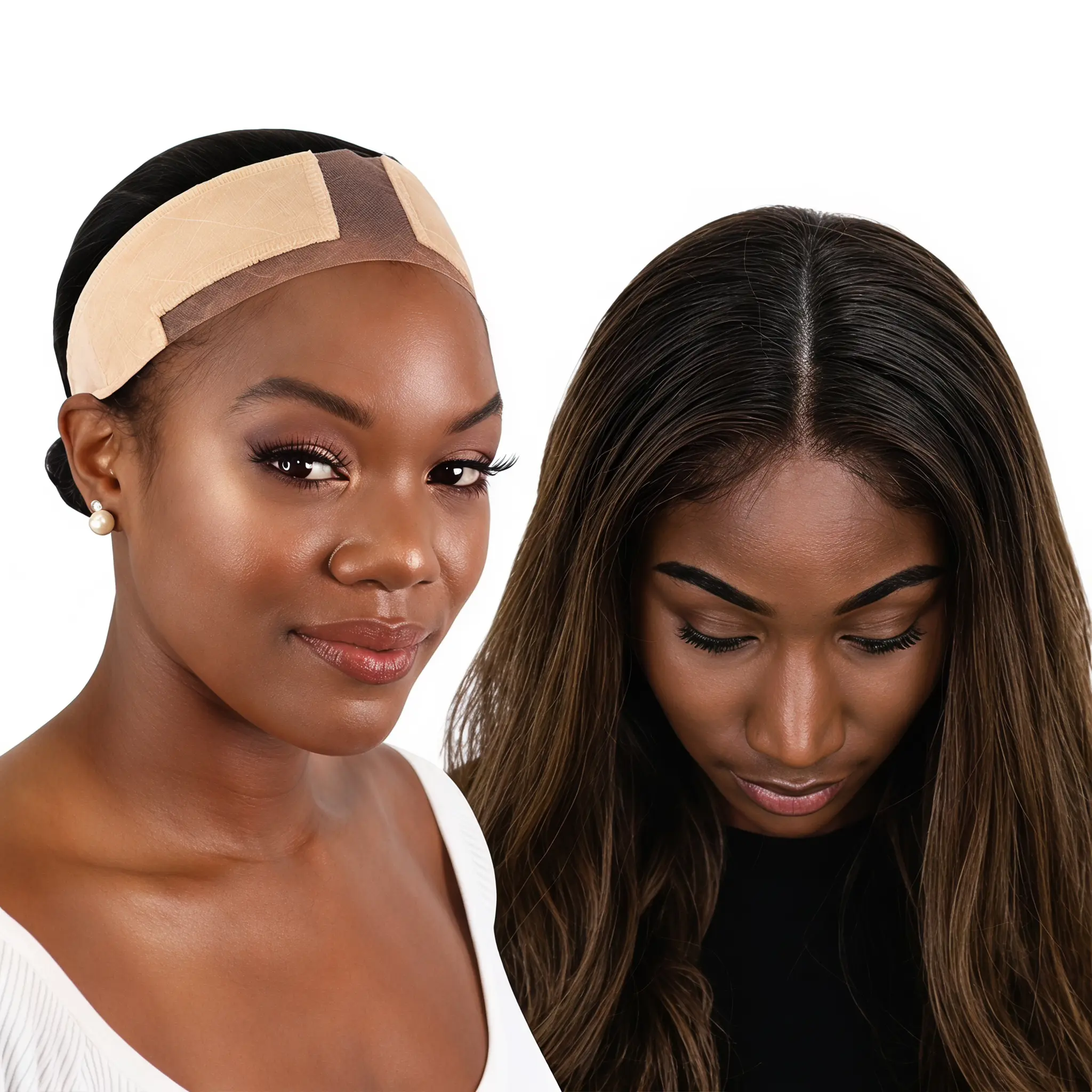 GK Hair Adjustable Velvet Wig Grip Headband, Elastic Velvet Wig Headband Non-Slip Wig Band Comfortable Invisible Breathable Wigs Grip for Women Beige
