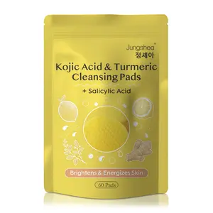 Turmeric Kojic Acid Facial Cleansing Pads, 60 Count Kojic Acid Turmeric Cleansing Pads for All Skin Types, Balancing Skin Oil and Water, Cleansing and Exfoliating - Balancing Oil and Moisture, Gentle Round Cotton Pads, Travel-Friendly