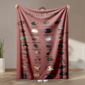 1 piece Common Pet Cockroach Species and Classification Guide themed flannel blanket - Modern design flannel blanket, suitable for sofas and beds, all-season use, super soft and warm, digital printing, 100% polyester material, machine washable