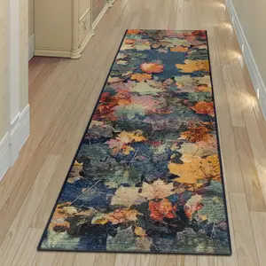 Lush Decor MARINA Indoor/Outdoor Power Loomed Synthetic Blend Low Profile Area Rug - Transitional Graphic Botanical Leaf Cabin  (Fall In Love)