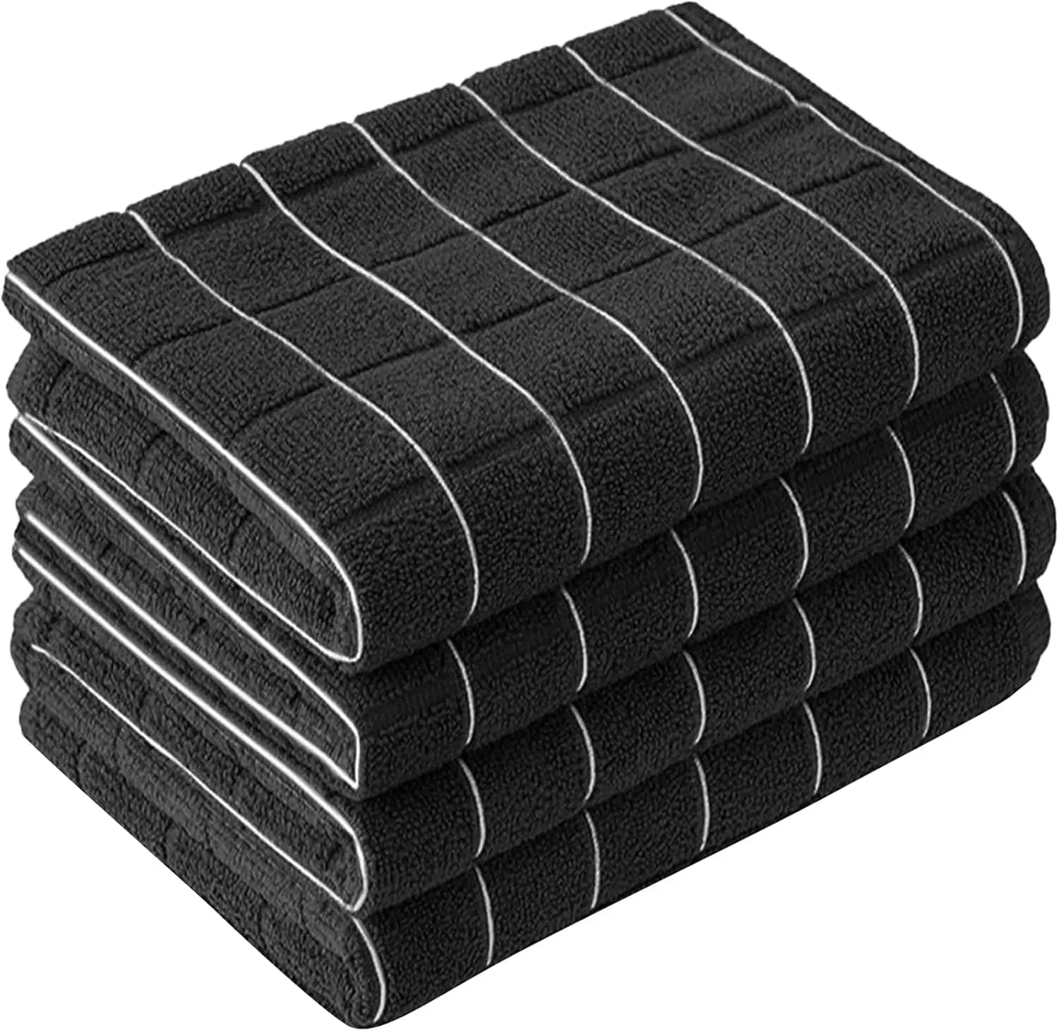 Kitchen Towels, Super Soft Absorbent and Lint Free Dish Towels, Hand Towels for Washing Dishes, 4 Pack, 24 x 16 Inch, Black